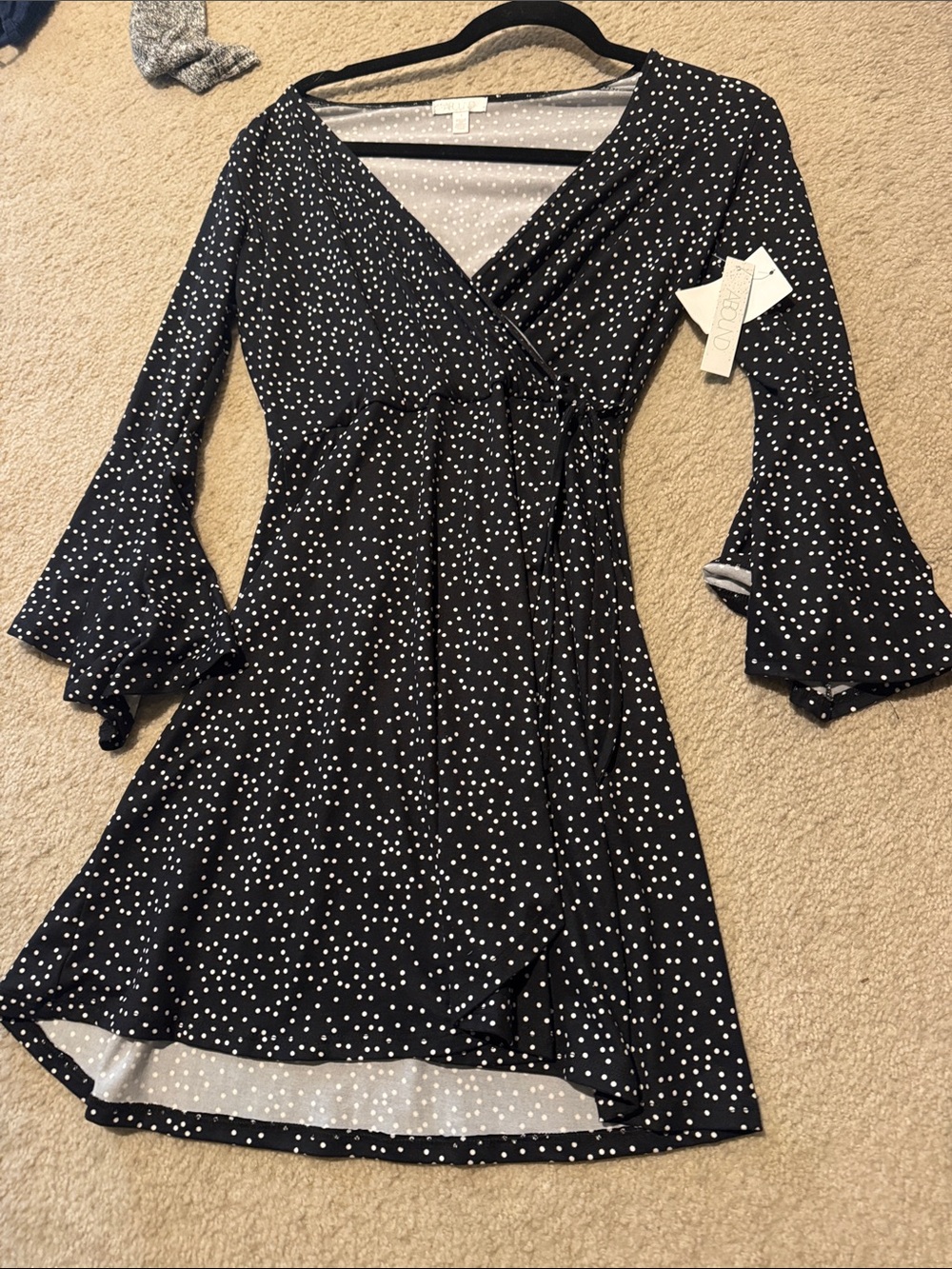 Abound Black Dress with White Polka Dots